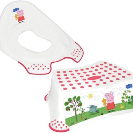 Peppa Pig 49613 Toilet Training Seat Bundled with Peppa Pig Step Stool with Non Slip Feet White