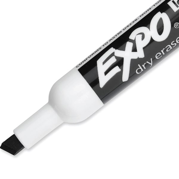 Expo Low Odor Chisel Tip Dry Erase Markers, 12 Black Markers