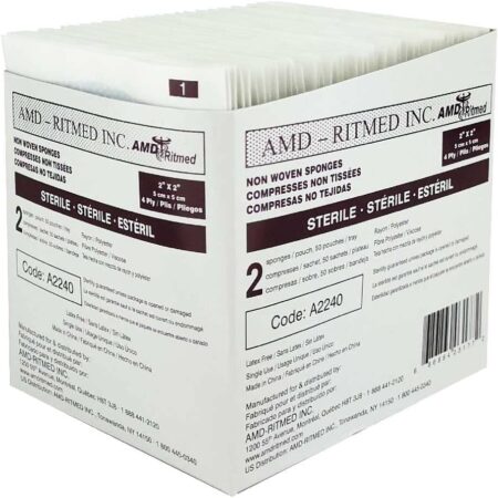 AMD-Ritmed BX/50 NON-WOVEN, STERILE GAUZE SPONGE, 2IN X 2IN 4PLY, GRADE A
