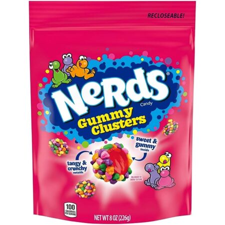 Nerds Gummy Clusters Candy, Rainbow, Resealable 8 Ounce Bag