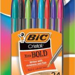 BIC Cristal Xtra Bold Ballpoint Pens, Bold Point (1.6mm) For Vivid And Dramatic Lines, Assorted Colors, 24-Count Pack