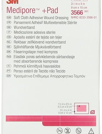 3M™ Medipore™ +Pad Soft Cloth Adhesive Wound Dressing, 3566, Dressing - 3-1/2 in x 4 in, Pad - 1-3/4 in x 2-3/8 in