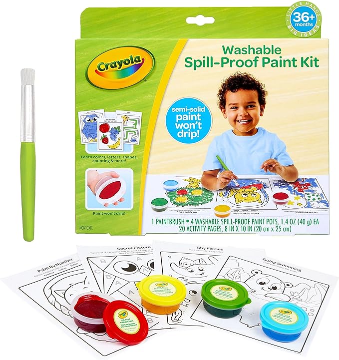 Crayola Spill Proof Paint Set, Washable Paint for Kids, Ages 3, 4, 5, 6