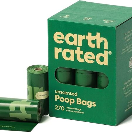 Earth Rated Dog Poop Bags - Leak-Proof and Extra-Thick Pet Waste Bags for Big and Small Dogs - Refill Rolls - Unscented - 270 Count