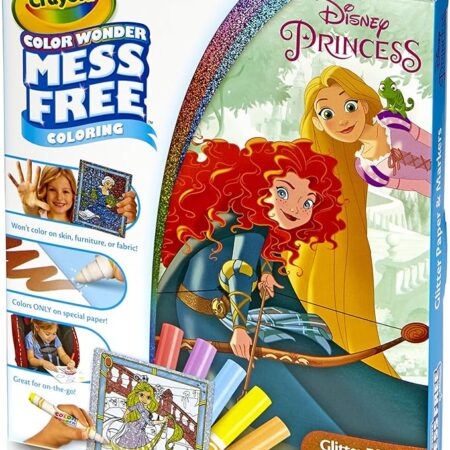 Crayola 75-2445 Color Wonder Disney Princess Glitter Coloring Pages & Markers Set Art Gift for Kids & Toddlers 3 & Up