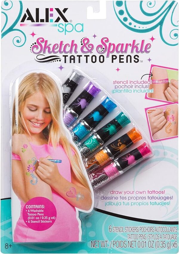 Alex Spa Sketch and Sparkle Tattoo Pens Girls Fashion Activity