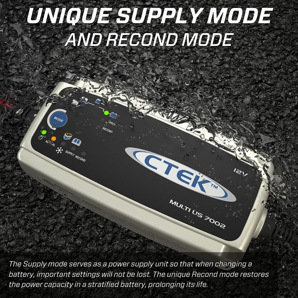 CTEK Multi US 7002, 12V Battery Charger for Cars, SUVs and Trucks, All Weather Smart Charger, Battery Desulfator, Power Supply Mode and Reconditioning Mode - Image 3