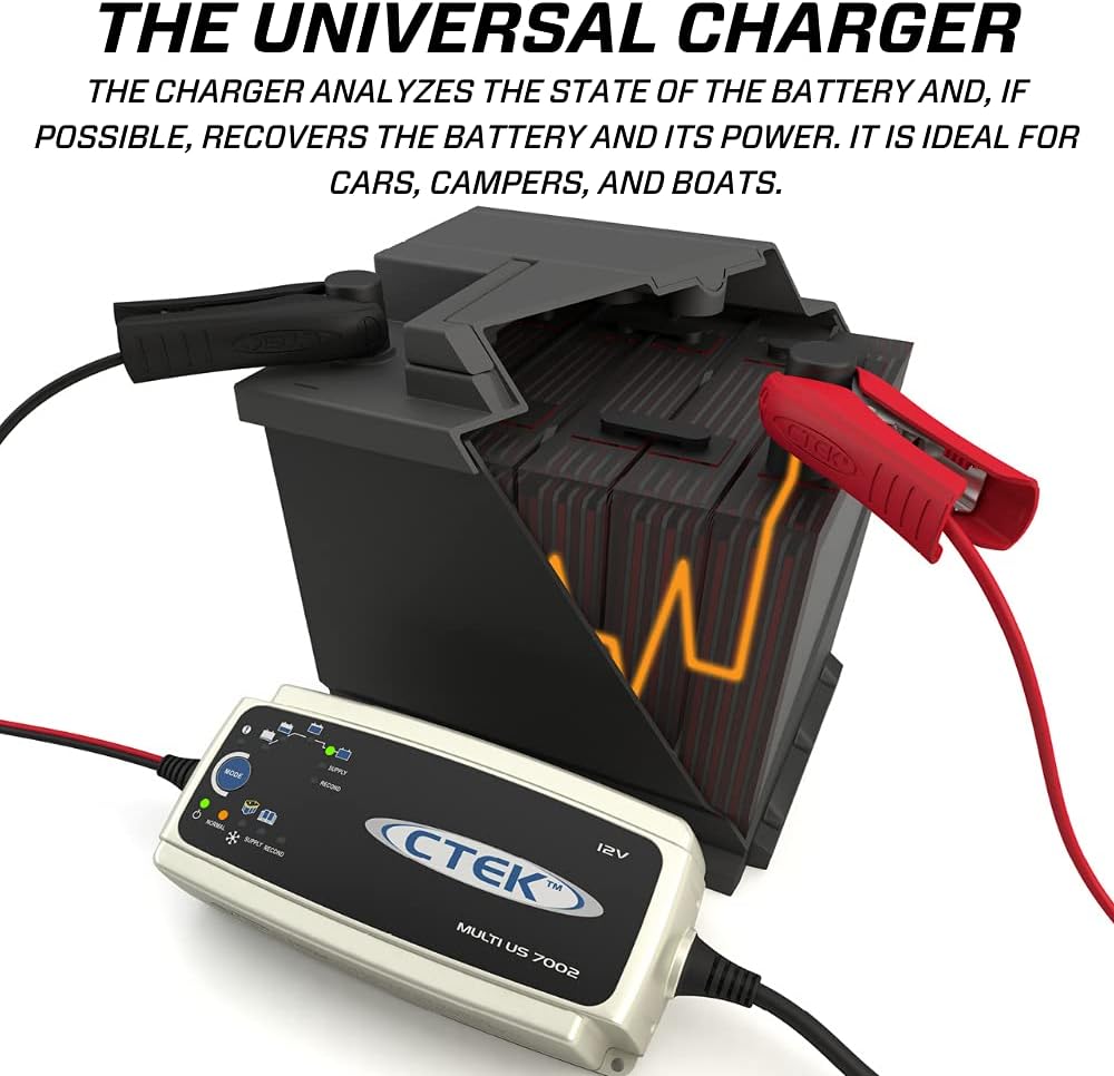 CTEK Multi US 7002, 12V Battery Charger for Cars, SUVs and Trucks, All Weather Smart Charger, Battery Desulfator, Power Supply Mode and Reconditioning Mode - Image 2