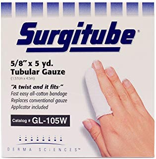 Derma Sciences GL105W Surgitube Tubular Gauze, Small Fingers, Toes, Size 1, White, 5/8" Width, 5 yd. Length