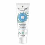 ATTITUDE Fluoride-Free Toothpaste, Plant- and Mineral-Based Ingredients, Vegan, Cruelty-Free and Sugar-Free, Whitening, Peppermint, 4.2 Oz (16741)