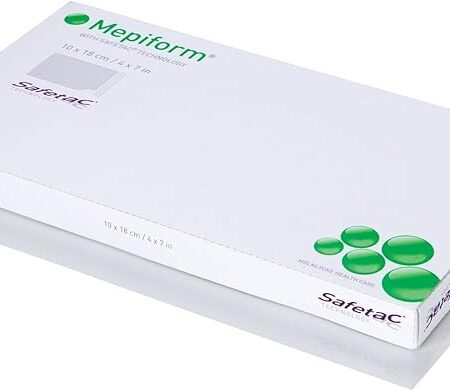Mepiform with Safetac® Technology self adherent soft silicone sheeting, 4 X 7 Inch, 5 Count
