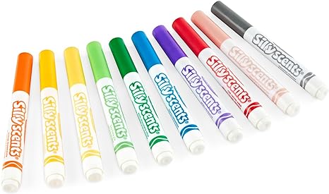 Crayola Silly Scents Slim Scented Washable Markers, Broad Point, Assorted Colors, Pack of 10 Markers, Mint,Red - Image 2