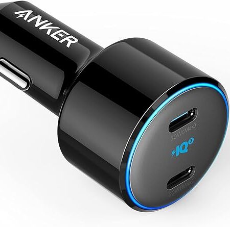 Anker USB C Car Charger, 50W 2-Port PIQ 3.0 Fast Charger Adapter, PowerDrive+ III Duo - Power Delivery for iPhone 15 14 13 12 11 Series, Galaxy S20/S10/S9, Note 9, iPad Pro, MacBook Air and More