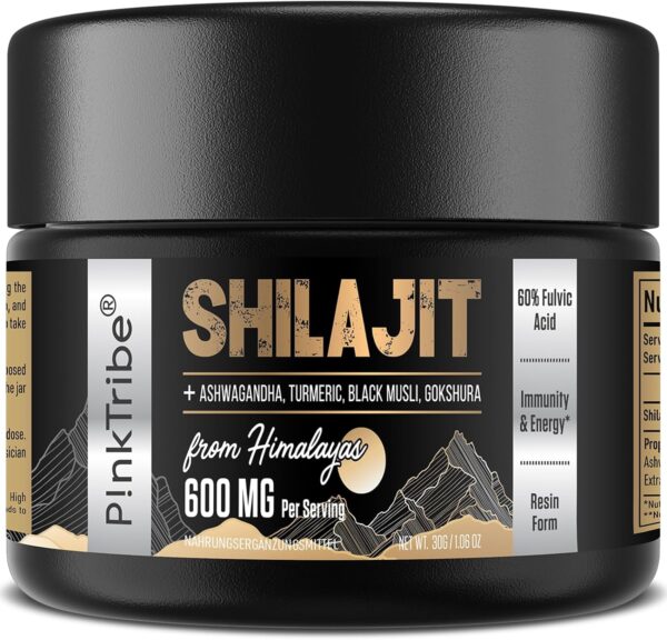 Shilajit Resin Gold Standard Shilajit - 600mg Himalayan Shilajit Blend with Ayurvedic Herbal Extracts, High Levels of Fulvic Acid, Supports Energy and Performance, 30 g (Pack of 1)