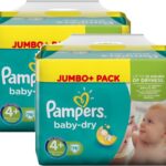 Pampers Baby Dry Size 4+ Maxi Plus 9-20kg Jumbo Plus Pack, 2-pack (2 x 76 diapers)
