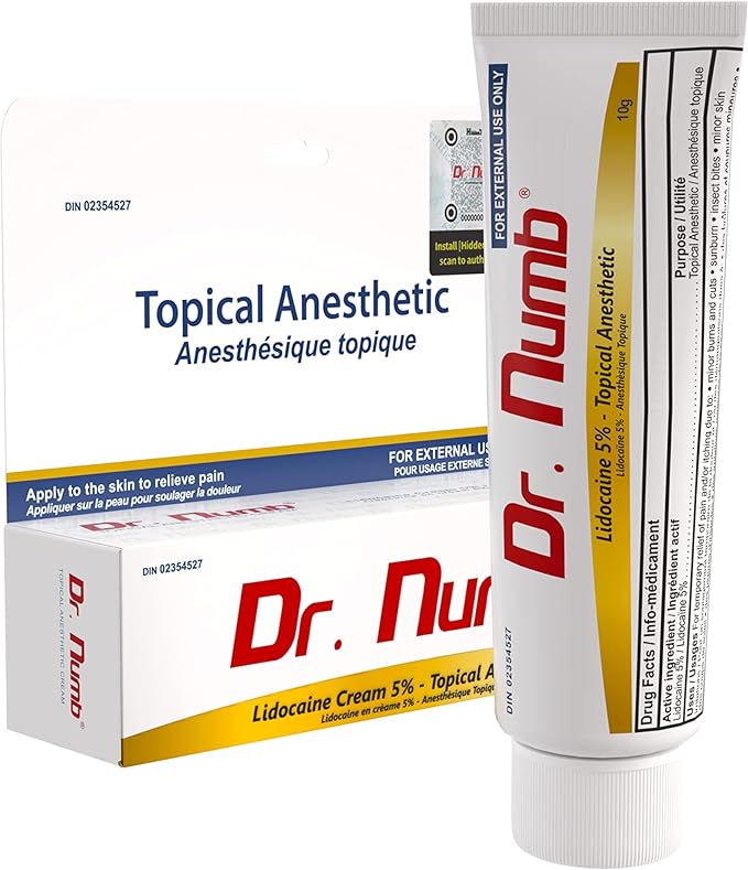 DR. NUMB 5% Lidocaine Topical Anesthetic Tattoo Numbing Cream - 10g || Vitamin E Combined for Pain Relieves of Tattoos, Waxing, Microneedling, Piercing, Microblading, Burning || Ink Artists Choice (1)