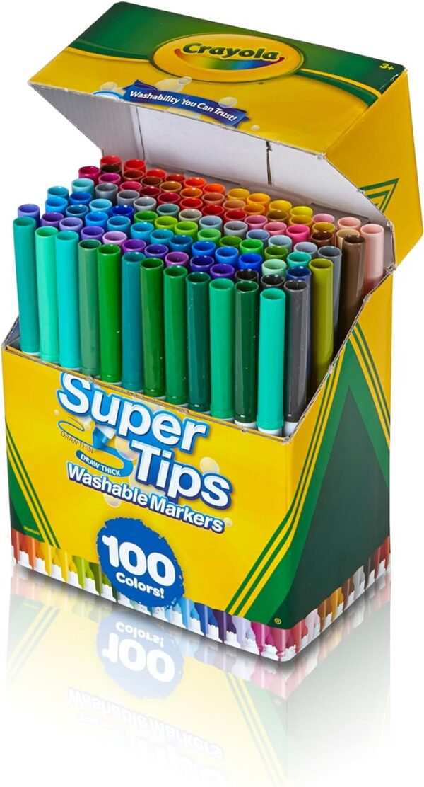 Crayola Super Tips Marker Set (100ct), Fine Point Washable Markers, Drawing Markers for Kids & Adults, Great for Thick & Thin Lines - Image 2