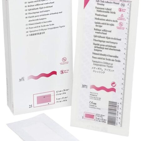 3M Medipore +Pad Soft Cloth Adhesive Wound Dressing, 3 1/2" x 10", 25/Bx, 3M3571