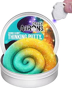 Crazy Aaron's Thinking Putty 4" Tin - Cosmic Infinite Nebula - Multi-Color Sparkle Glow Putty, Soft Texture - Never Dries Out