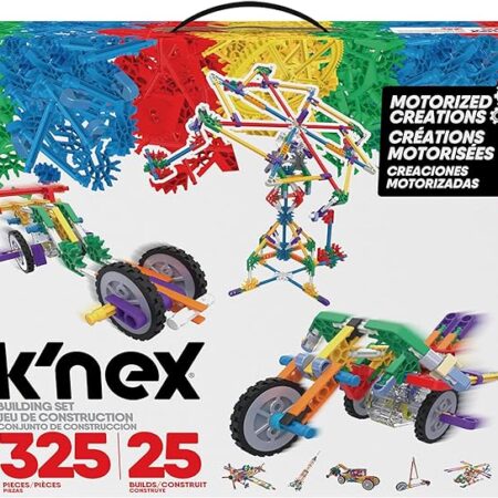 K'Nex 85049 Motorised Creations Building Set, 3D Educational Toys for Kids, 325 Piece Stem Learning Kit, Engineering for Kids, Colourful 25 Model Building Construction Toy for Children Aged 7 +