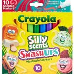 Crayola Silly Scents Slim Scented Washable Markers, Broad Point, Assorted Colors, Pack of 10 Markers, Mint,Red