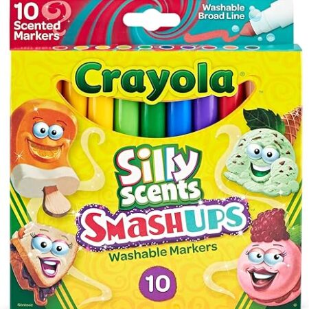 Crayola Silly Scents Slim Scented Washable Markers, Broad Point, Assorted Colors, Pack of 10 Markers, Mint,Red