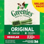 Greenies Original Regular Natural Dog Dental Care Chews Oral Health Dog Treats, 36 count (Pack of 1)