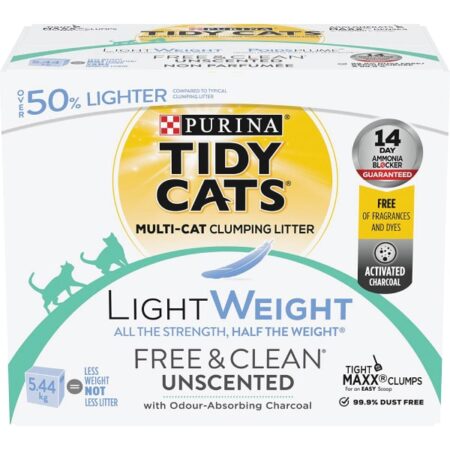 Tidy Cats Free & Clean Lightweight Cat Litter for Multiple Cats – 5.44 kg
