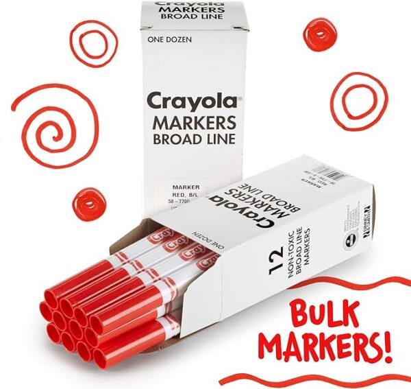 Crayola 12 Count Original Bulk Markers, Red - Image 2