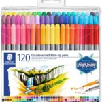 Staedtler Double-Ended Fiber-Tip Pens, Washable Ink, Fine & Bold Writing and Coloring Tips, 120 Assorted Colors, 3200 TB120, Multicoloured (3200 TB120ST)