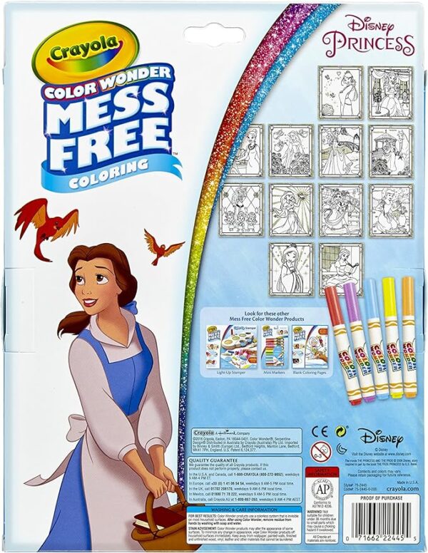 Crayola 75-2445 Color Wonder Disney Princess Glitter Coloring Pages & Markers Set Art Gift for Kids & Toddlers 3 & Up - Image 2