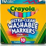 Crayola Ultra Clean Washable Markers, Tropical, Gift for Kids, 10Count