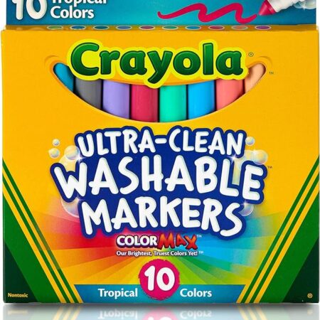 Crayola Ultra Clean Washable Markers, Tropical, Gift for Kids, 10Count