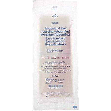 Medline NON21454Z Pad, Abdominal, 8" x 10", Sterile, Lf (Pack of 18)